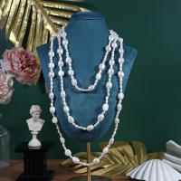 Collier en perles d'eau douce Pull, perle d'eau douce cultivée, Irrégulière, bijoux de mode & pour femme, blanc, 10mmu30014mm cm, Vendu par PC
