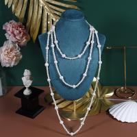 Collier en perles d'eau douce Pull, perle d'eau douce cultivée, bijoux de mode & multicouche & pour femme, blanc, 4-5mmu30019-10mm cm, Vendu par PC
