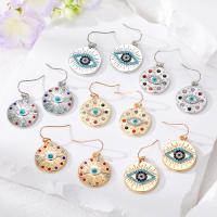 Evil Eye Earrings, Brass, with Zinc Alloy, Flat Round, plated, for woman & enamel & with rhinestone 