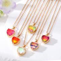 Crystal Zinc Alloy Necklace, with Crystal, with 5cm extender chain, Heart, gold color plated, for woman & faceted Approx 50 cm 