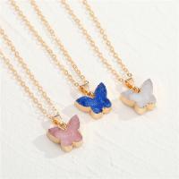 Resin Zinc Alloy Necklace, with Resin, with 5cm extender chain, Butterfly, gold color plated, for woman Approx 50 cm 