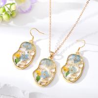 Resin Zinc Alloy Necklace, with Dried Flower & Resin, with 5cm extender chain, plated & for woman & epoxy gel Approx 50 cm 