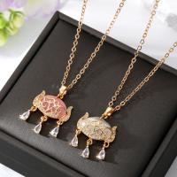 Rhinestone Zinc Alloy Necklace, with Cats Eye, with 5cm extender chain, Longevity Lock, gold color plated, for woman & with rhinestone Approx 50 cm 