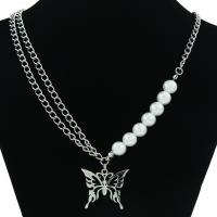 Titan Schmuck Halskette, Titanstahl, mit Kunststoff Perlen, mit Verlängerungskettchen von 5cm, Modeschmuck & für Frau, 32x28mm, Länge:ca. 50 cm, verkauft von PC