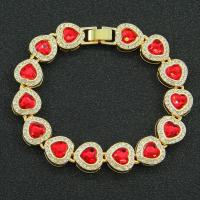 Zinc bracelets en strass en alliage , alliage de zinc, coeur, bijoux de mode & avec strass, plus de couleurs à choisir Environ 20 cm, Vendu par PC