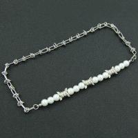 Titanium Steel Jewelry Necklace, with Glass Pearl, fashion jewelry & for woman, original color Approx 53 cm 