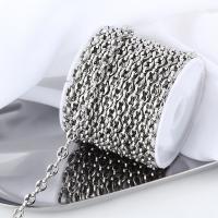 Мода нержавеющей стали ожерелье цепь, Нержавеющая сталь 304, электролизация, DIY, оригинальный цвет, 2*4.5*7mm, 2м/сумка, продается сумка