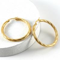 Stainless Steel Hoop Earring, 304 Stainless Steel, 18K gold plated, fashion jewelry & for woman, golden 