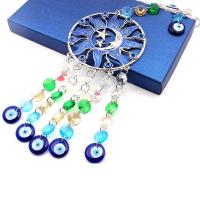 Fashion Dream Catcher, Zinc Alloy, with Crystal & Lampwork, silver color plated, evil eye pattern & epoxy gel, mixed colors, 103mm mm 