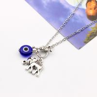 Evil Eye Jewelry Necklace, Zinc Alloy, with Lampwork, with 5cm extender chain, antique silver color plated & evil eye pattern cm 