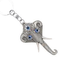 Evil Eye Key Chain, Zinc Alloy, with Resin, Elephant, antique silver color plated, evil eye pattern .5 cm 