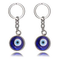 Evil Eye Key Chain, Zinc Alloy, with Lampwork, Dome, silver color plated, evil eye pattern, blue cm 