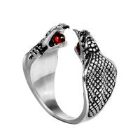 Titanium Steel Cuff Finger Ring, with Gemstone, Snake, plated & for man 