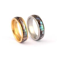 Titanium Steel Finger Ring, with Shell, plated, Unisex 