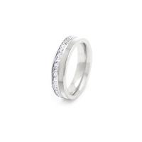 Titanium Steel Finger Ring, with White Shell, Unisex & micro pave cubic zirconia, 6mm, US Ring 