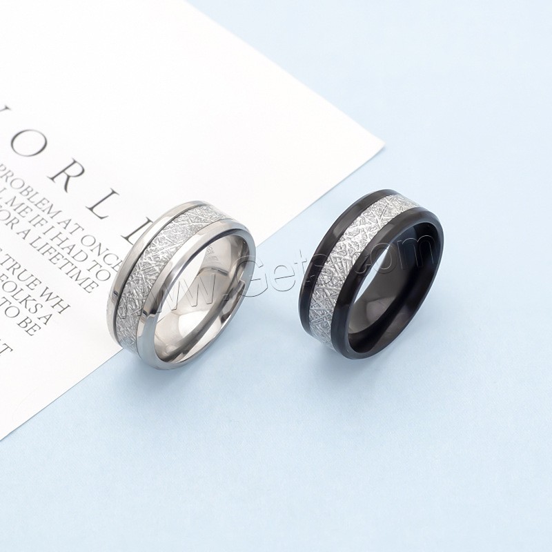 304 Stainless Steel Finger Ring, Vacuum Ion Plating, different size for choice & for man & epoxy gel, more colors for choice, 8mm, US Ring Size:7-12, Sold By PC