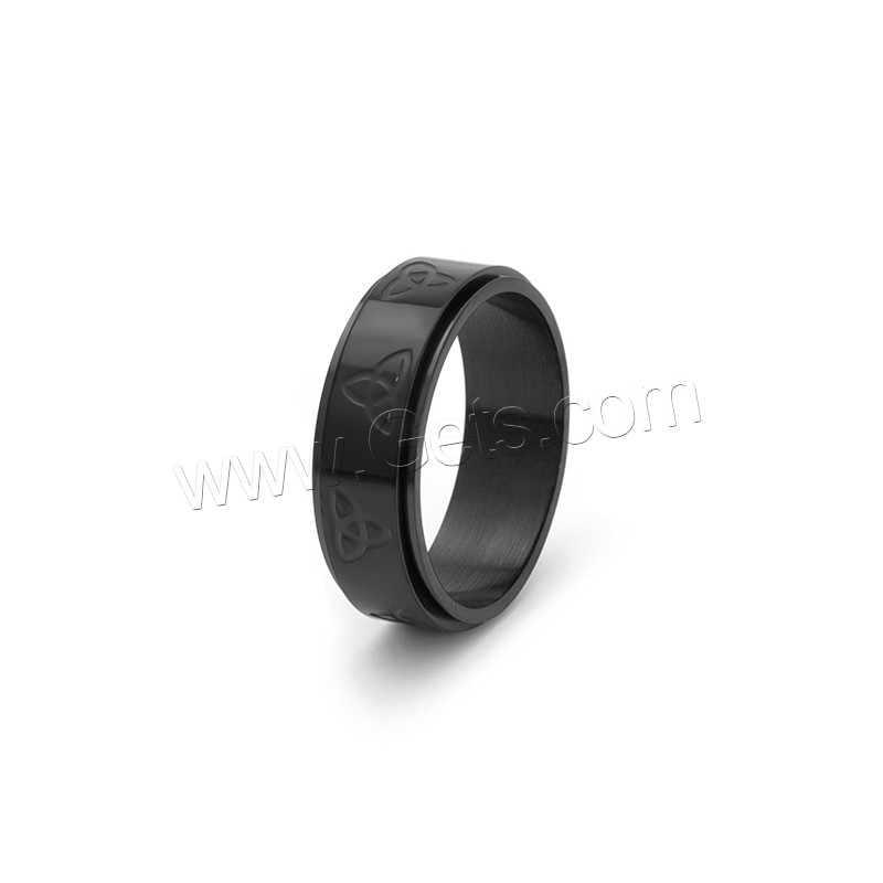 304 Stainless Steel Finger Ring, Vacuum Ion Plating, rotatable & different size for choice & for man, more colors for choice, 8mm, US Ring Size:7-12, Sold By PC