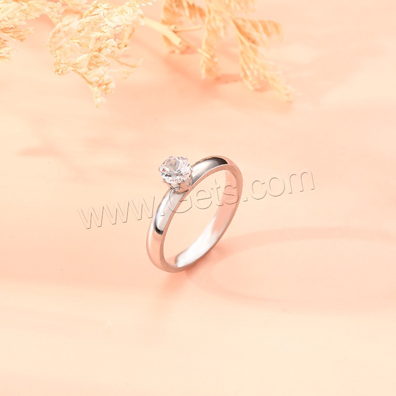 Нержавеющая сталь Rhinestone палец кольцо, Нержавеющая сталь 304, вакуумное ионное покрытие, разный размер для выбора & Женский & со стразами, Много цветов для выбора, 4mm, размер:6-12, продается PC