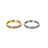 Stainless Steel Finger Ring, 304 Stainless Steel, Heart, Vacuum Ion Plating & for woman & hollow US Ring 