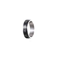 Stainless Steel Finger Ring, 304 Stainless Steel, Vacuum Ion Plating, with roman number & Unisex US Ring 