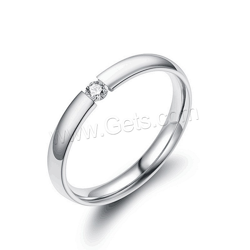 Нержавеющая сталь Rhinestone палец кольцо, Нержавеющая сталь 304, вакуумное ионное покрытие, разный размер для выбора & Женский & со стразами, Много цветов для выбора, размер:6-9, продается PC