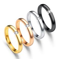 Нержавеющая сталь Rhinestone палец кольцо, Нержавеющая сталь 304, вакуумное ионное покрытие, разный размер для выбора & Женский & со стразами, Много цветов для выбора, размер:6-9, продается PC