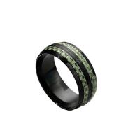 Stainless Steel Finger Ring, 304 Stainless Steel, with Carbon Fibre, Vacuum Ion Plating, Unisex US Ring 