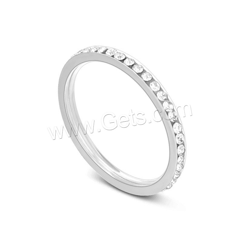 Rhinestone Stainless Steel Finger Ring, 304 Stainless Steel, Vacuum Ion Plating, Unisex & different size for choice & with rhinestone, more colors for choice, US Ring Size:5-9, Sold By PC