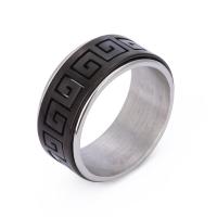 Stainless Steel Finger Ring, 304 Stainless Steel, Geometrical Pattern, Vacuum Ion Plating, rotatable & Unisex US Ring 