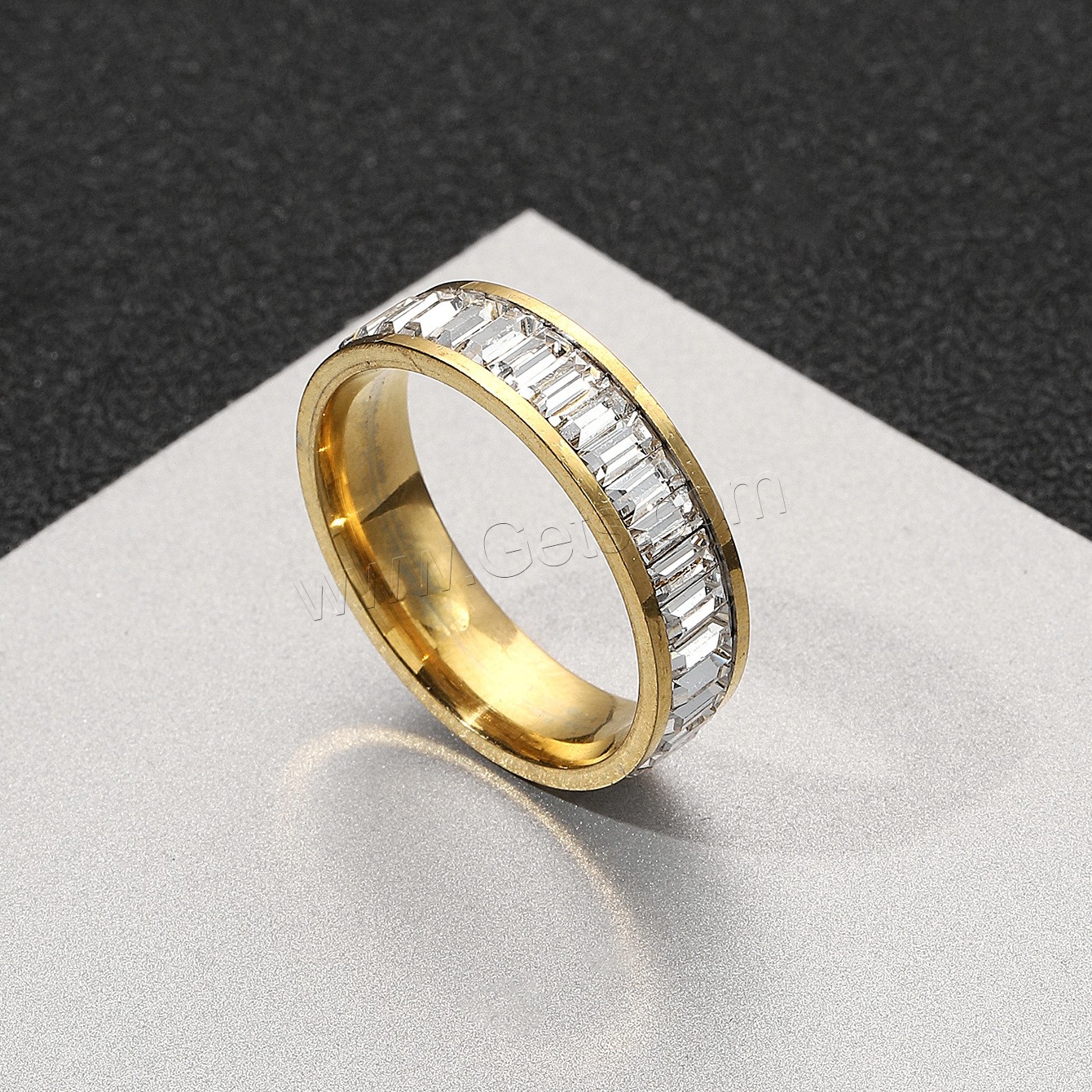 Cubic Zirconia anillo de dedo de acero inoxidable, acero inoxidable 304, Recubrimiento iónico al vacío, unisexo & diverso tamaño para la opción & micro arcilla de zirconia cúbica, más colores para la opción, tamaño:7-10, Vendido por UD