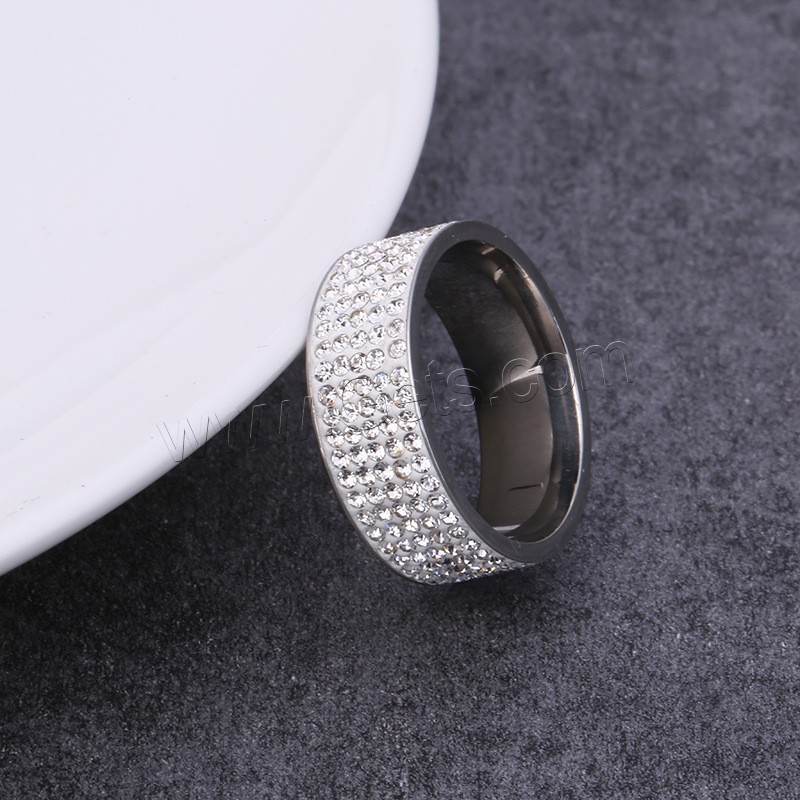 Нержавеющая сталь Rhinestone палец кольцо, Нержавеющая сталь 304, вакуумное ионное покрытие, Мужская & разный размер для выбора & со стразами, Много цветов для выбора, размер:5-13, продается PC