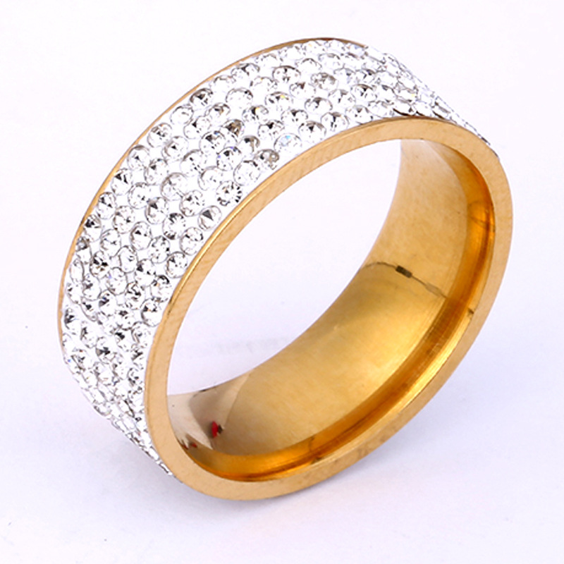 Нержавеющая сталь Rhinestone палец кольцо, Нержавеющая сталь 304, вакуумное ионное покрытие, Мужская & разный размер для выбора & со стразами, Много цветов для выбора, размер:5-13, продается PC