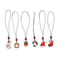 Zinklegierung Weihnachten hängenDe Ornamente, mit Polyester, goldfarben plattiert, Weihnachts-Design & verschiedene Stile für Wahl & Emaille, farbenfroh, 80mm, verkauft von PC
