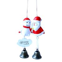 Porcelain Christmas Hanging Ornaments, with Wood & Zinc Alloy, gold color plated, Christmas Design red, 280mm 