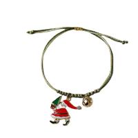Zinc Alloy Christmas Bracelet, with Polyester, platinum color plated, Christmas Design & enamel, green Approx 14-20 cm 