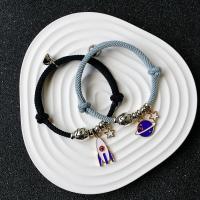 Zinc Alloy Couple Bracelet, with Milan Cord, Adjustable & Unisex & enamel Approx 14-20 cm 