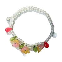 Seedbead Bracelet, with zinc alloy bead & Lampwork, elastic & for woman Approx 14-20 cm 