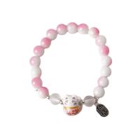 Glass Jewelry Beads Bracelets, Glass Beads, with zinc alloy pendant & Porcelain, elastic & for woman Approx 14-20 cm 