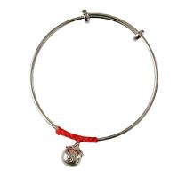 Iron Cuff Bangle, with zinc alloy pendant & Cotton Cord, silver color plated, Adjustable & for woman, red, 65mm 