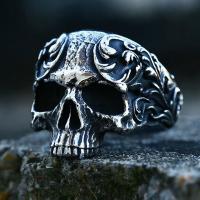 304 Stainless Steel Finger Ring, Skull, polished, fashion jewelry & for man, original color 