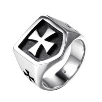 304 Stainless Steel Finger Ring, fashion jewelry & with cross pattern & for man, original color, 19.3mm 
