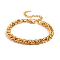 Edelstahl Armbänder, 304 Edelstahl, mit Verlängerungskettchen von 6cm, Vakuum-Ionen-Beschichtung, Modeschmuck & für Frau, goldfarben, 6mm, Länge:17 cm, verkauft von PC