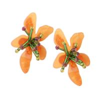 Acrylic Stud Earring, Zinc Alloy, with Glass Beads & Acrylic, Flower, fashion jewelry & for woman 