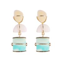 Resin Zinc Alloy Earring, with Resin, gold color plated, fashion jewelry & for woman, multi-colored 