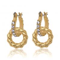 Zinc Alloy Rhinestone Drop Earring, gold color plated, 2 pieces & fashion jewelry & for woman & with rhinestone, golden 