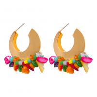 Zinc Alloy Stud Earring, with Stone, gold color plated, fashion jewelry & for woman, multi-colored 