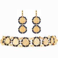 Fashion Zinc Alloy Jewelry Sets, earring & necklace, with Crystal, gold color plated, 2 pieces & fashion jewelry & for woman cm 