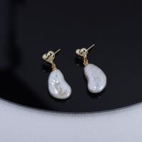 Freshwater Pearl Drop Earring, with 925 Sterling Silver, fashion jewelry & for woman, white 