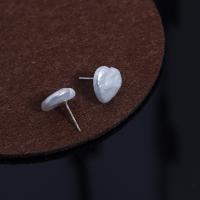 Freshwater Pearl Stud Earring, with 925 Sterling Silver, Heart, fashion jewelry & for woman, 12-13mm 