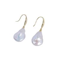 Freshwater Pearl Drop Earring, 925 sterling silver earring hook, fashion jewelry & for woman & with rhinestone, 21-22mmu300112-13mm 